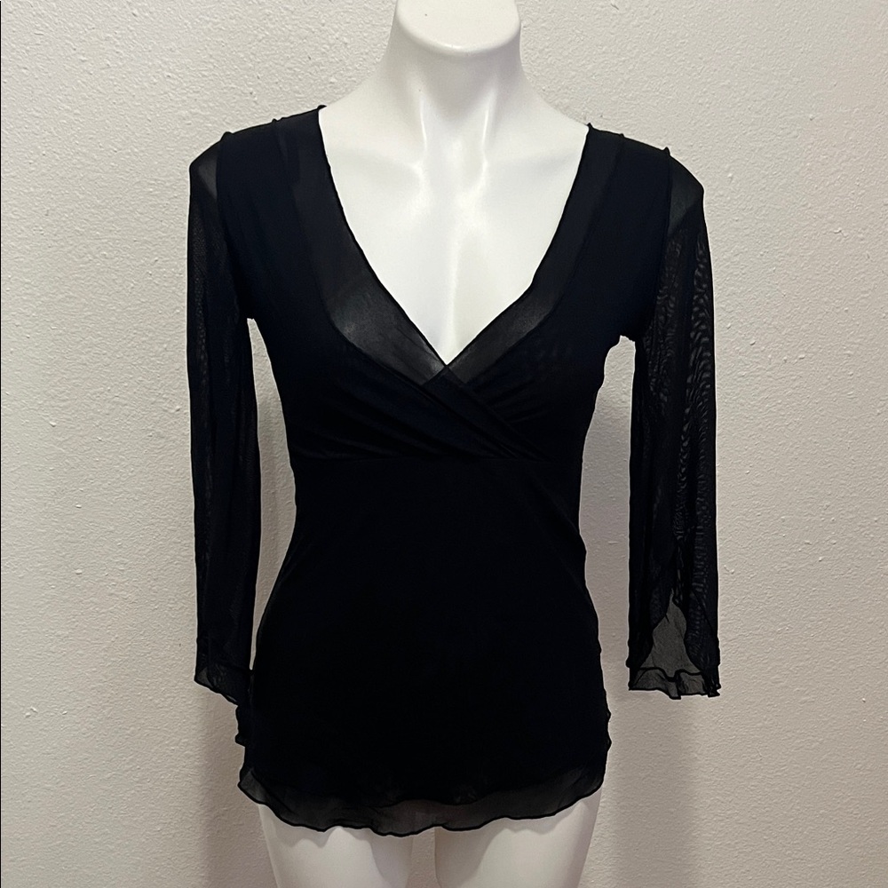 Patch Black Nylon Top Sz S